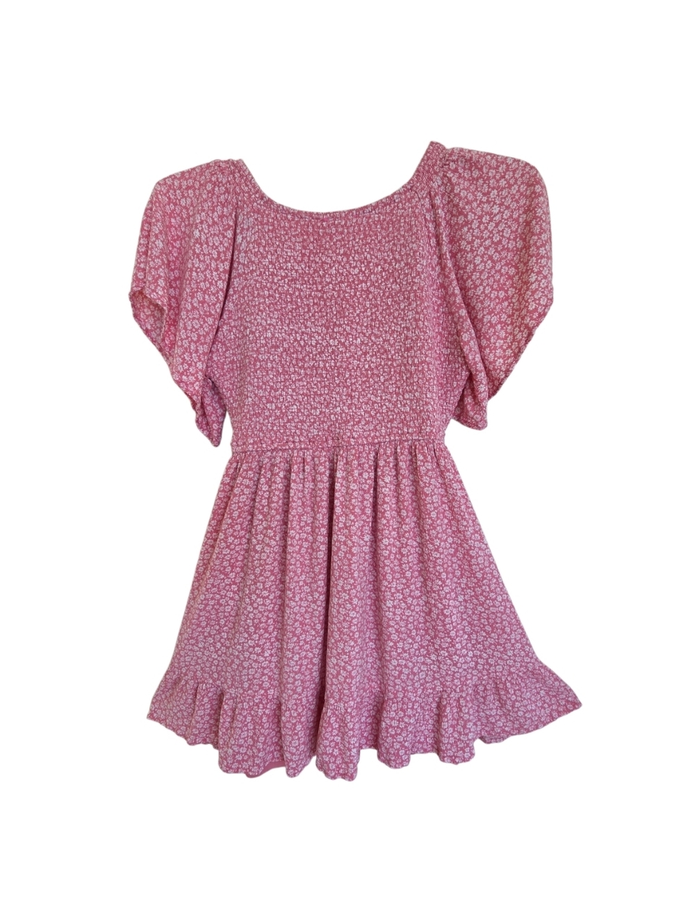 IN LOOM Ditsy Floral Mini Dress FLUTTER SLEEVE Smocked Bodice Lined M by In Loom - Picture 3 of 16